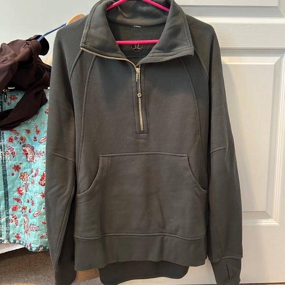 Green with Gold Hardware Lululemon Oversized Half Zip Long Scuba - Picture 1 of 7